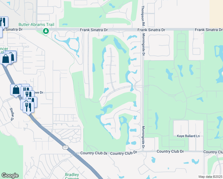 map of restaurants, bars, coffee shops, grocery stores, and more near 1 Creekside Drive in Rancho Mirage