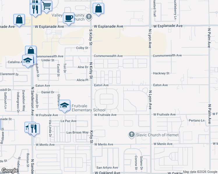 map of restaurants, bars, coffee shops, grocery stores, and more near 2231 El Rancho Circle in Hemet