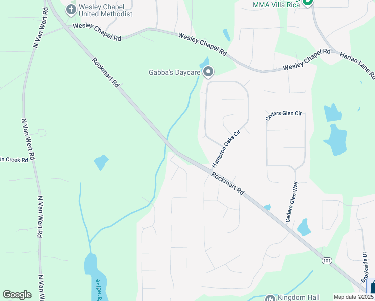 map of restaurants, bars, coffee shops, grocery stores, and more near 1905 Rockmart Road in Villa Rica