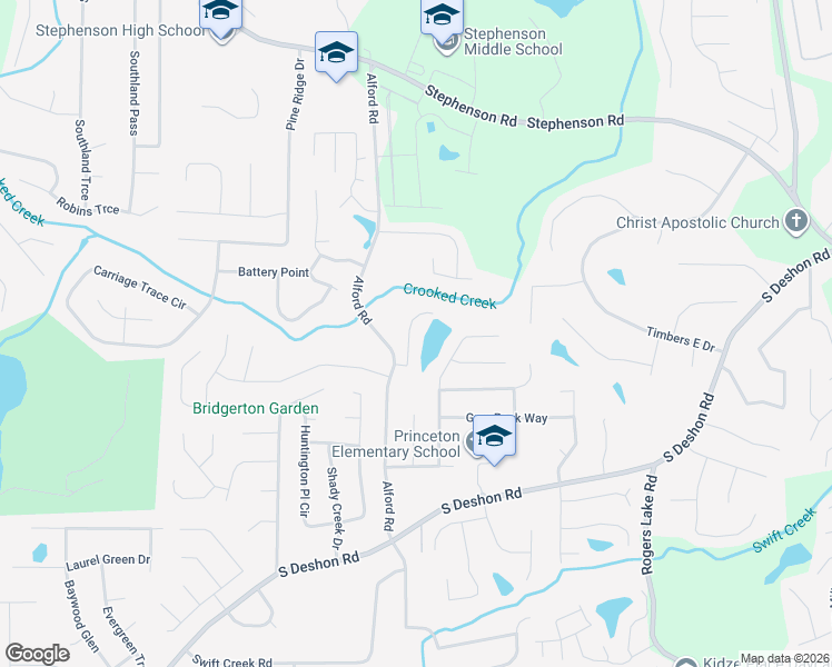 map of restaurants, bars, coffee shops, grocery stores, and more near 6669 Princeton Park Court in Lithonia