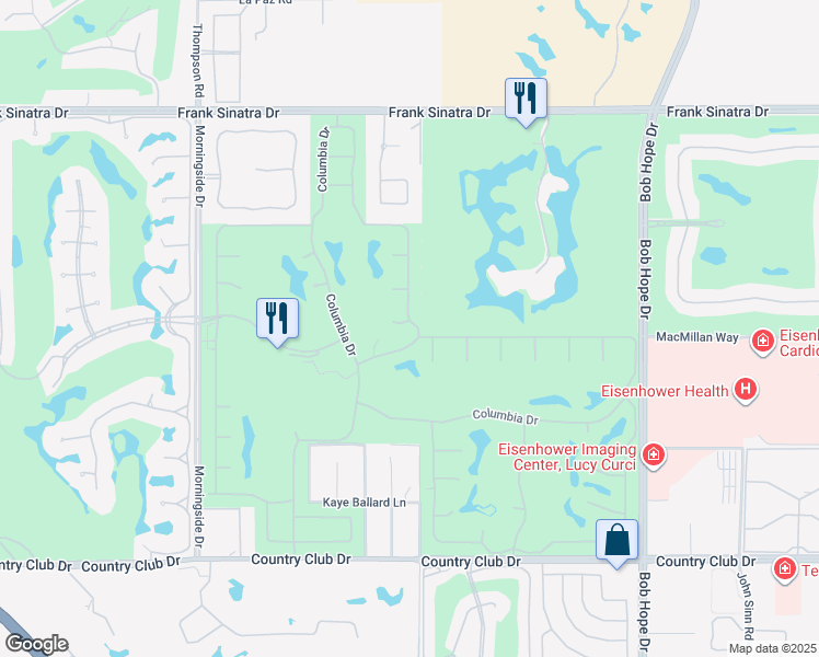 map of restaurants, bars, coffee shops, grocery stores, and more near 29 Stanford Drive in Rancho Mirage