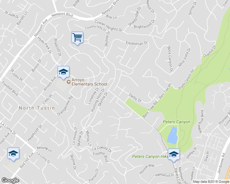 map of restaurants, bars, coffee shops, grocery stores, and more near 10972 Furlong Drive in Santa Ana