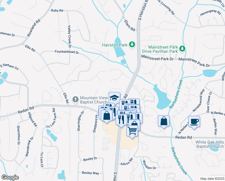 map of restaurants, bars, coffee shops, grocery stores, and more near 902 Ashton Oak Circle in Stone Mountain