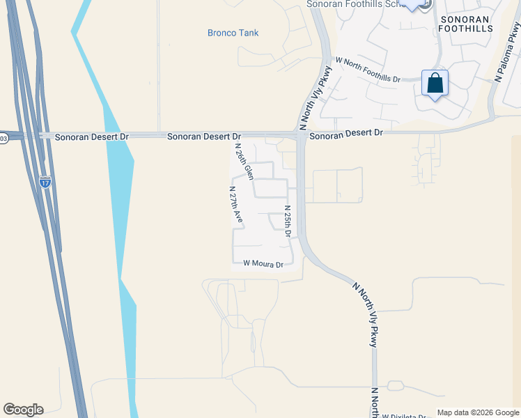 map of restaurants, bars, coffee shops, grocery stores, and more near 30909 North 27th Avenue in Phoenix