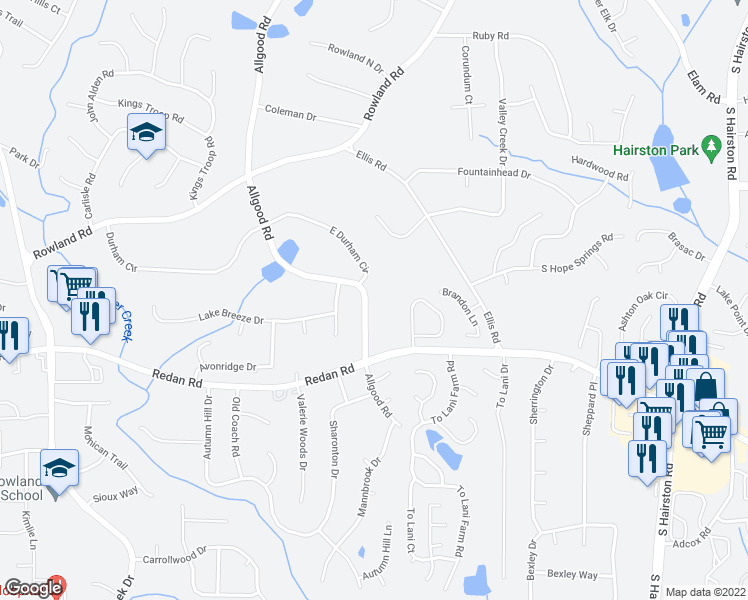 map of restaurants, bars, coffee shops, grocery stores, and more near 1140 Allgood Road in Stone Mountain