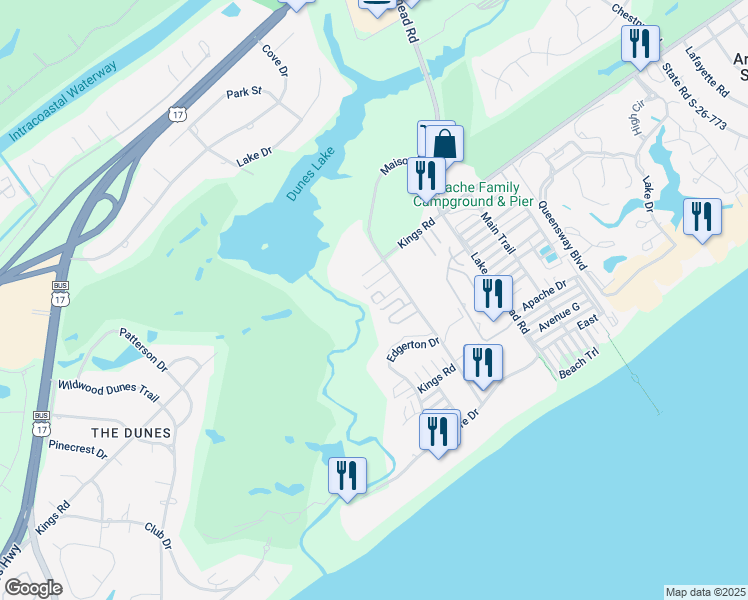 map of restaurants, bars, coffee shops, grocery stores, and more near 9671 Stillwater Court in Myrtle Beach
