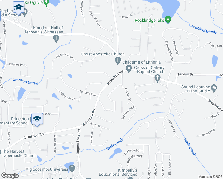 map of restaurants, bars, coffee shops, grocery stores, and more near 1180 Leslie Place in Lithonia