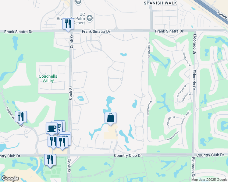 map of restaurants, bars, coffee shops, grocery stores, and more near 237 Vista Royale Circle West in Palm Desert