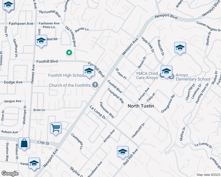 map of restaurants, bars, coffee shops, grocery stores, and more near 11572 Suburnas Way in Santa Ana