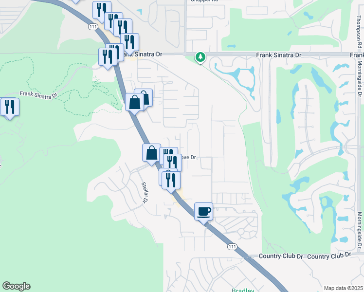 map of restaurants, bars, coffee shops, grocery stores, and more near 70142 Mirage Cove Drive in Rancho Mirage