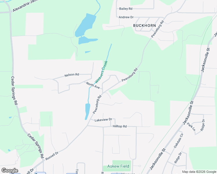 map of restaurants, bars, coffee shops, grocery stores, and more near 1529 Peaceburg Road in Weaver