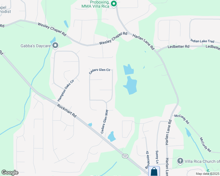 map of restaurants, bars, coffee shops, grocery stores, and more near 17 Cedars Glen Place in Villa Rica