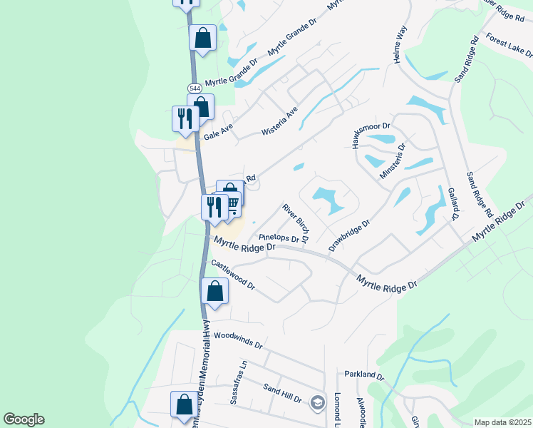 map of restaurants, bars, coffee shops, grocery stores, and more near 969 Fox Hollow Road in Conway
