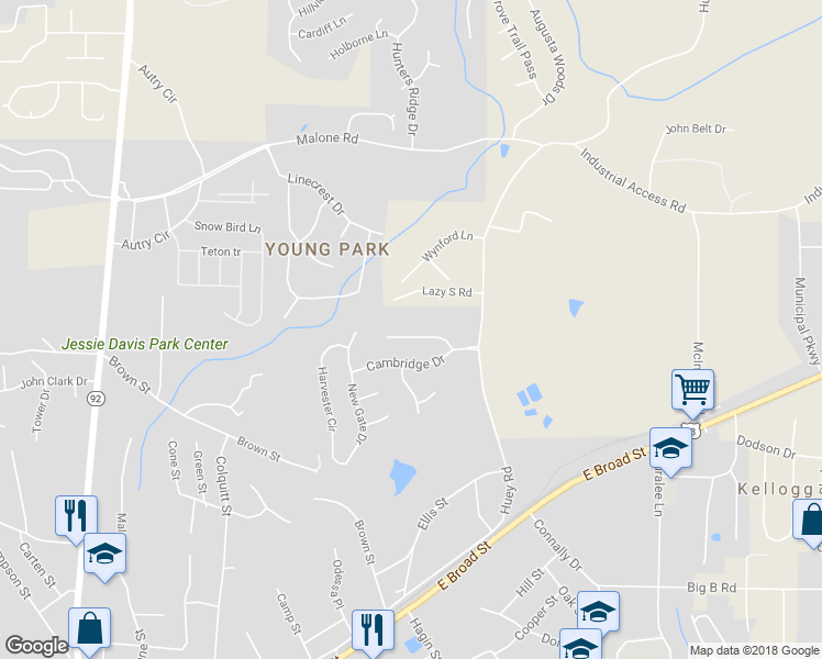 map of restaurants, bars, coffee shops, grocery stores, and more near 6216 Kirkwood Place in Douglasville