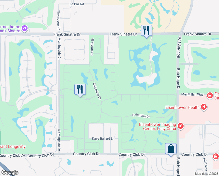 map of restaurants, bars, coffee shops, grocery stores, and more near 1 Trojan Court in Rancho Mirage