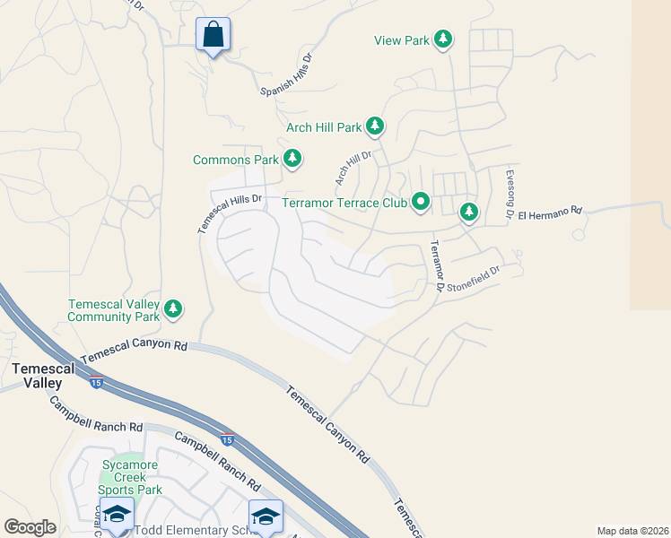 map of restaurants, bars, coffee shops, grocery stores, and more near 11479 Summit Court in Corona