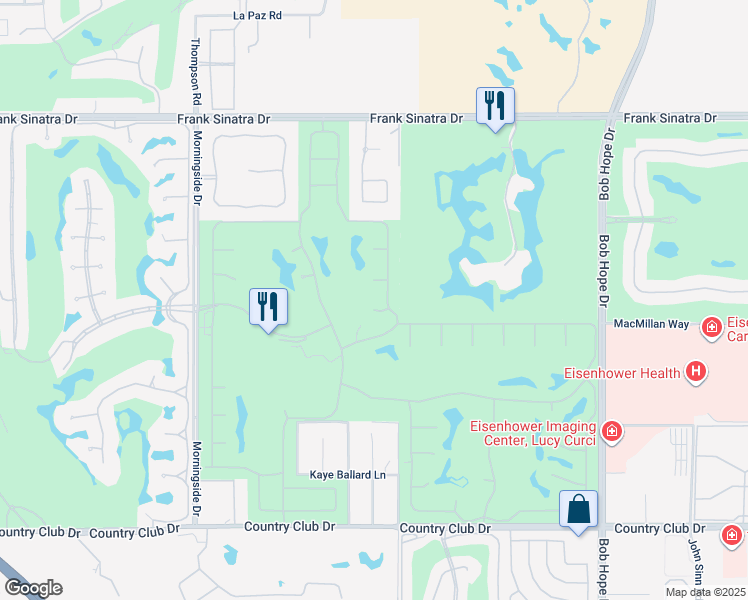 map of restaurants, bars, coffee shops, grocery stores, and more near 1 Trojan Court in Rancho Mirage