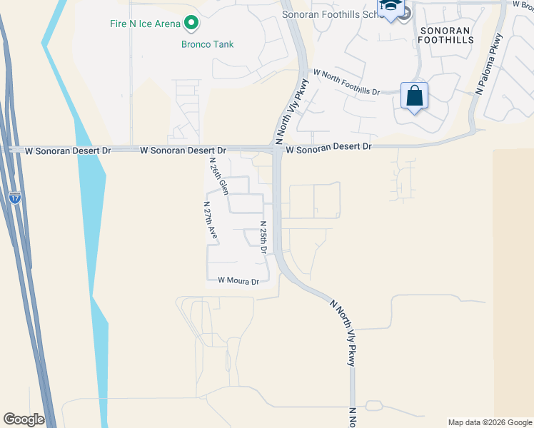 map of restaurants, bars, coffee shops, grocery stores, and more near 31107 North 25th Drive in Phoenix