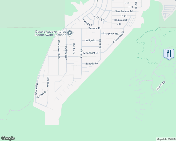 map of restaurants, bars, coffee shops, grocery stores, and more near 68335 Anna in Cathedral City