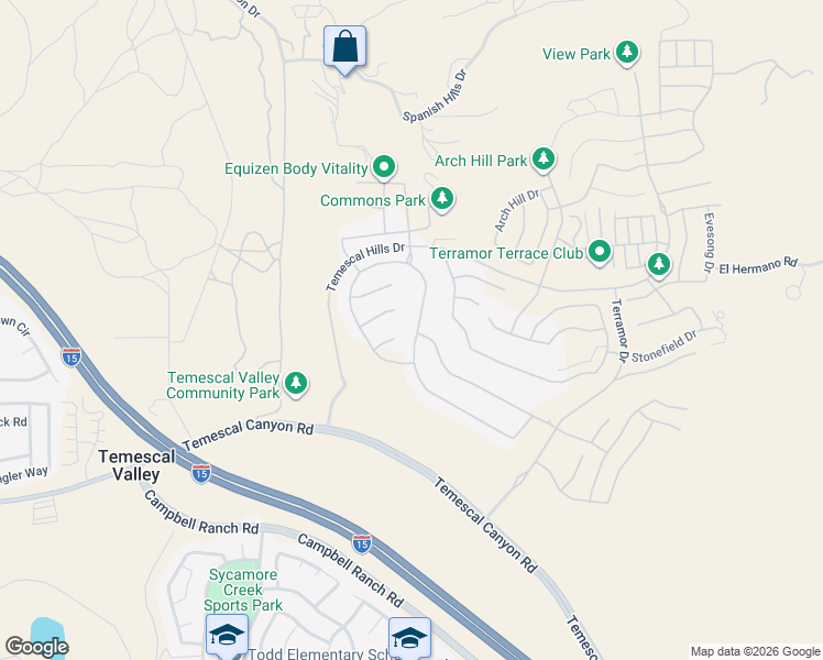 map of restaurants, bars, coffee shops, grocery stores, and more near 24397 Overlook Drive in Corona