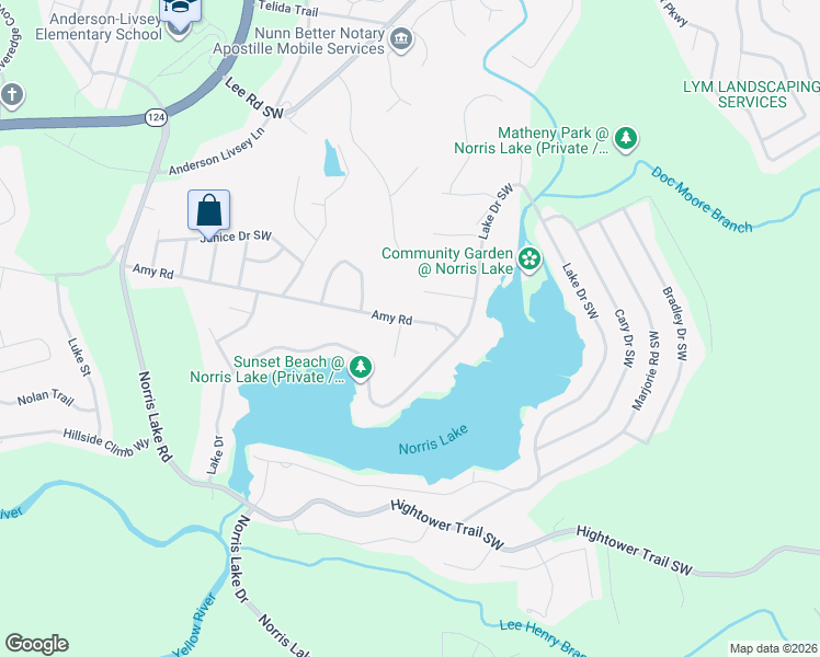 map of restaurants, bars, coffee shops, grocery stores, and more near 4560 Harriet Lane in Snellville