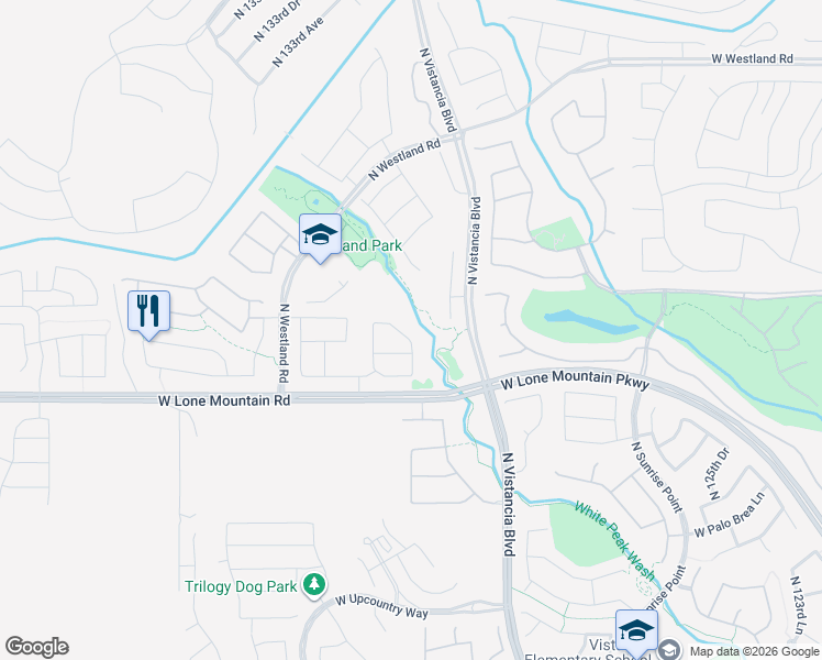 map of restaurants, bars, coffee shops, grocery stores, and more near 31253 North 130th Lane in Peoria