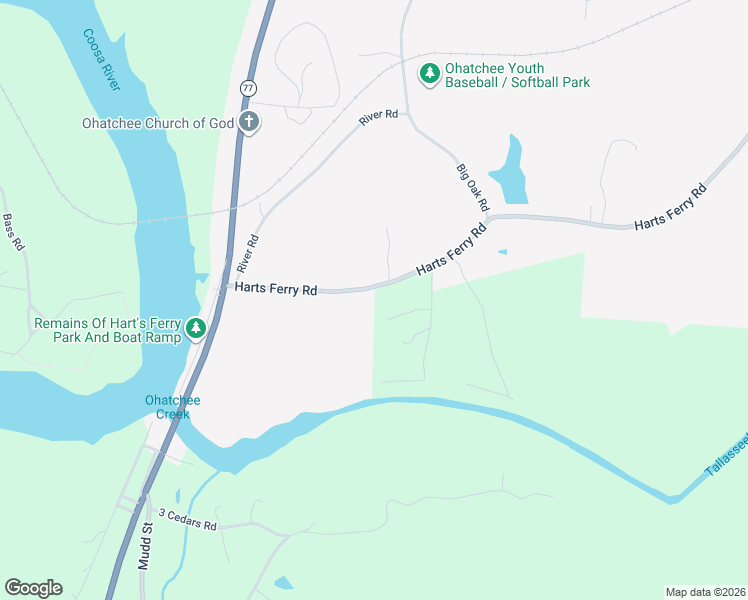 map of restaurants, bars, coffee shops, grocery stores, and more near 368 Harts Ferry Road in Ohatchee