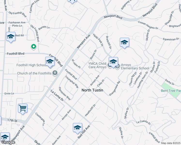 map of restaurants, bars, coffee shops, grocery stores, and more near 11391 Arroyo Avenue in Santa Ana