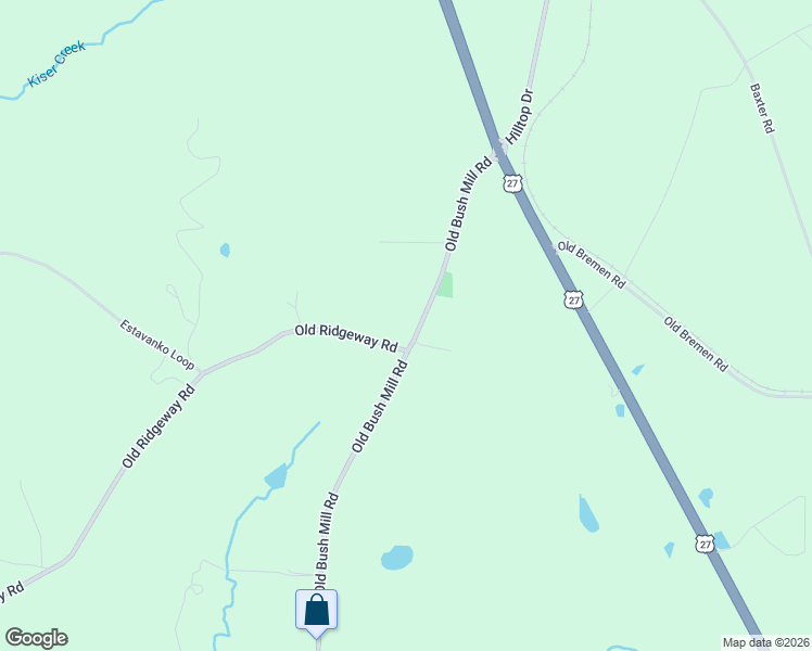 map of restaurants, bars, coffee shops, grocery stores, and more near 2588 Old Bush Mill Road in Bremen