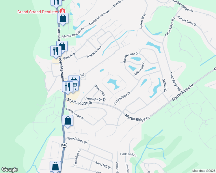 map of restaurants, bars, coffee shops, grocery stores, and more near 571 Crusade Circle in Conway