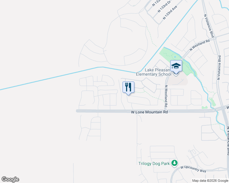 map of restaurants, bars, coffee shops, grocery stores, and more near 13623 West Creosote Drive in Peoria