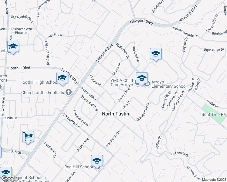 map of restaurants, bars, coffee shops, grocery stores, and more near 11391 Arroyo Avenue in Santa Ana