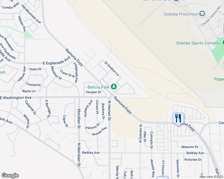 map of restaurants, bars, coffee shops, grocery stores, and more near 1809 Rue Chenin Blanc in San Jacinto