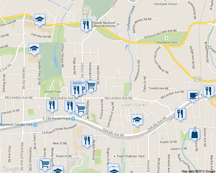 map of restaurants, bars, coffee shops, grocery stores, and more near 441 Leonardo Avenue Northeast in Atlanta