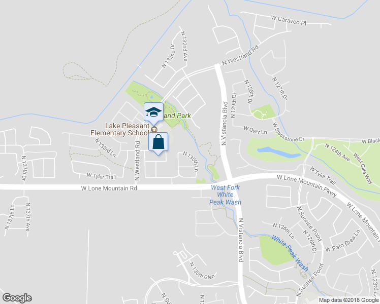 map of restaurants, bars, coffee shops, grocery stores, and more near 31253 North 130th Lane in Peoria