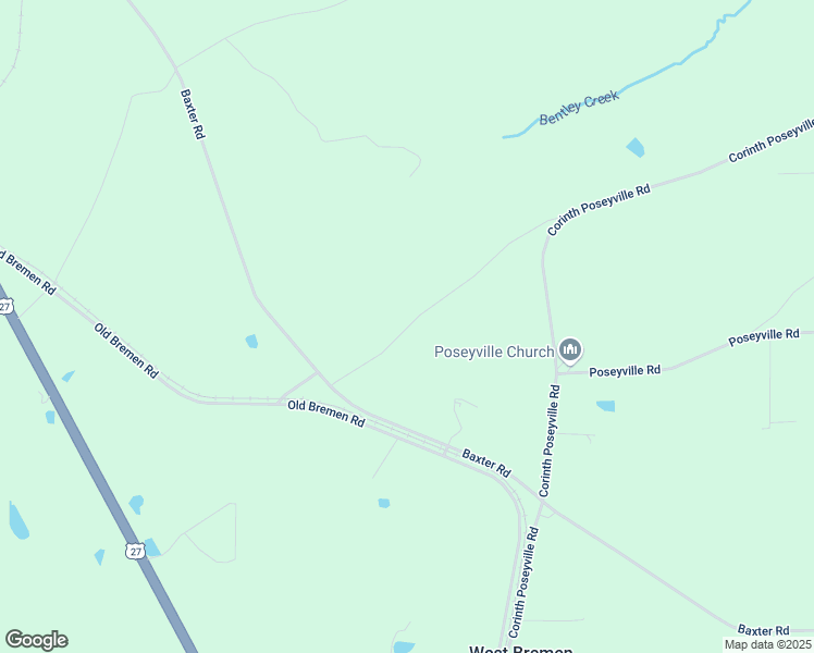 map of restaurants, bars, coffee shops, grocery stores, and more near 296 Posey Road in Bremen