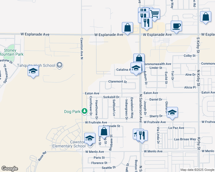map of restaurants, bars, coffee shops, grocery stores, and more near 1144 Ticonderoga Lane in Hemet