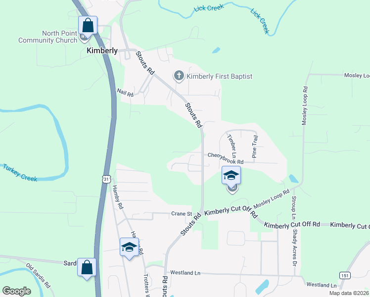 map of restaurants, bars, coffee shops, grocery stores, and more near 8924 Stouts Road in Kimberly