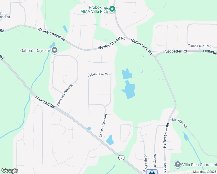 map of restaurants, bars, coffee shops, grocery stores, and more near 70 Cedars Glen Circle in Villa Rica