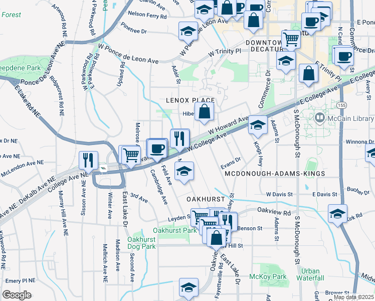 map of restaurants, bars, coffee shops, grocery stores, and more near 708 Georgia 10 in Decatur