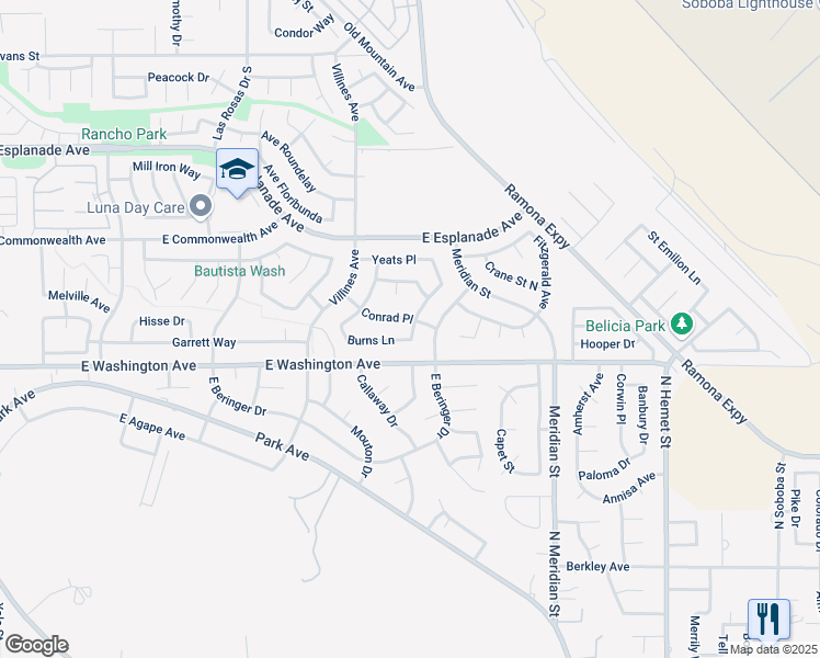 map of restaurants, bars, coffee shops, grocery stores, and more near 2000 Hemmingway Place in San Jacinto