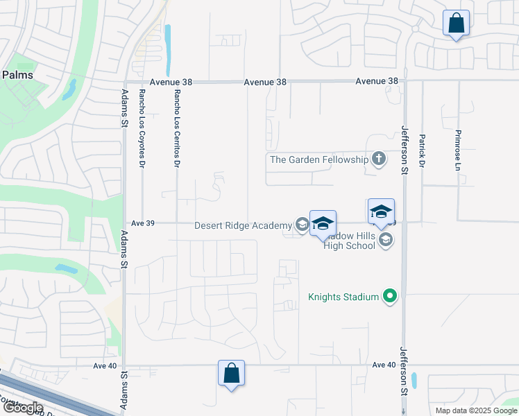 map of restaurants, bars, coffee shops, grocery stores, and more near 79465 Avenue 38 in Indio