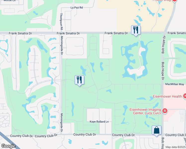 map of restaurants, bars, coffee shops, grocery stores, and more near 100 Columbia Drive in Rancho Mirage