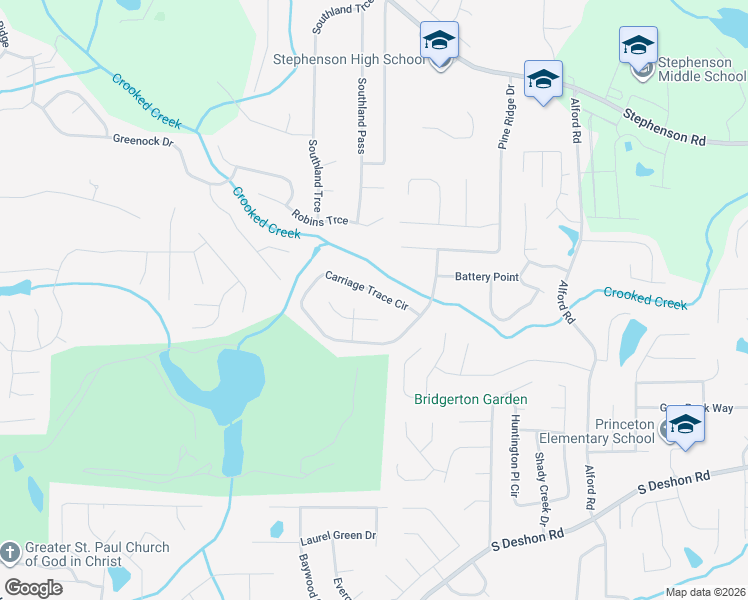 map of restaurants, bars, coffee shops, grocery stores, and more near 1251 Carriage Trace Cir in Stone Mountain
