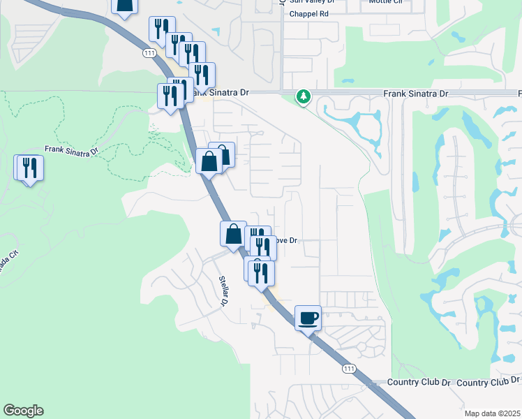 map of restaurants, bars, coffee shops, grocery stores, and more near 54 Cal Idaho Drive in Rancho Mirage