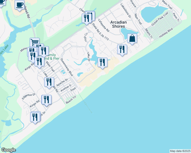 map of restaurants, bars, coffee shops, grocery stores, and more near 148 Stonington Drive in Murrells Inlet