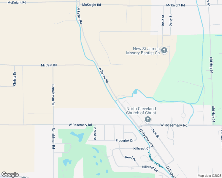 map of restaurants, bars, coffee shops, grocery stores, and more near 1310 North Bayou Road in Cleveland