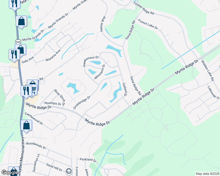 map of restaurants, bars, coffee shops, grocery stores, and more near 6018 Palisade Court in Conway