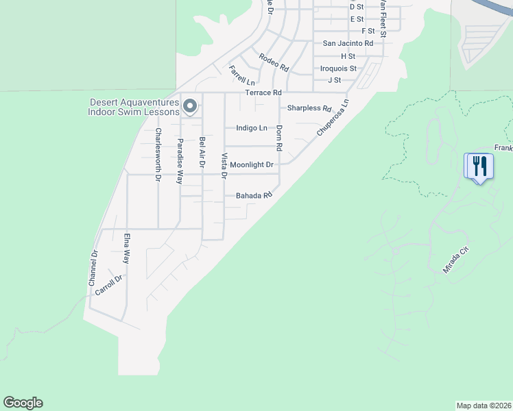 map of restaurants, bars, coffee shops, grocery stores, and more near 68335 Anna in Cathedral City