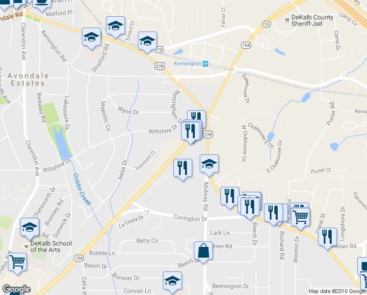 map of restaurants, bars, coffee shops, grocery stores, and more near 4053 Memorial Drive in Decatur